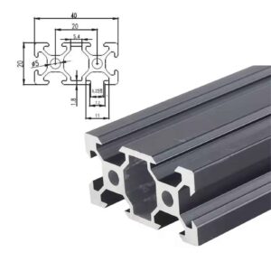 Black 2040 Aluminum Extrusion Black anodized T-slot profile