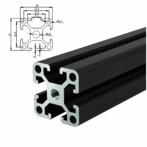 Professional black anodized 3030 t-slot aluminum extrusion, 30 series profile custom cut to length for heavy-duty framing.