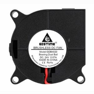 GdsTime GDB4020 4020 24V Blower Fan 40x40x20mm with dual ball bearing and JST-XH connector for Voron 2.4 Stealthburner part cooling.