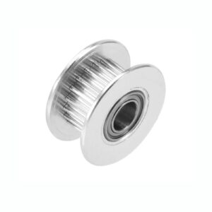 GT2 6mm Idler Timing Pulley with 20 teeth, 5mm bore, and aluminum finish for 3D printer and CNC belt motion systems.