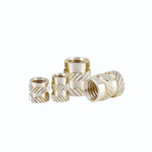 Threaded Brass Heat Inserts in M3, M4, M5, and M6 sizes for heat-set installation in 3D printed and plastic parts.