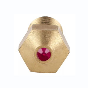 V6 Ruby Tip Nozzle 0.4mm for 1.75mm M6 E3D-style hotends, abrasive filament, carbon fiber, glow filament, and precision 3D printing.