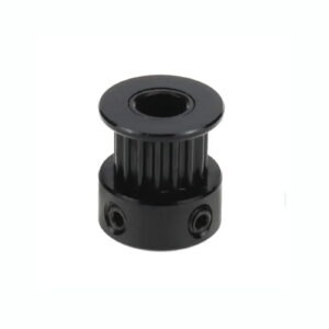 16T GT2 Timing Pulley in black aluminum finish for 6mm GT2 belt motion systems, 3D printers, CNC, and robotics.